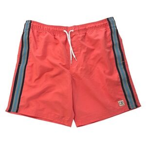 Ocean Pacific OP Mens Swim Shorts M/32-34 Coral Side Stripes Mesh Lined Trunks